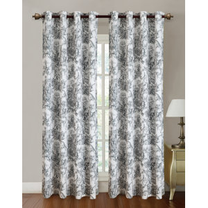 Martinsburg Toile Printed in Nature/Floral Grommet Curtain Panel