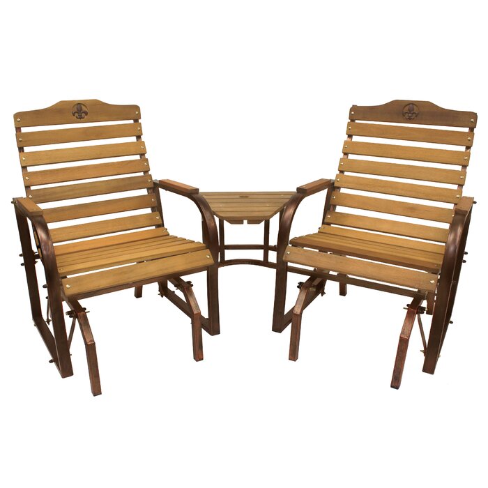 Breen Fleur De Lis Tete A Tete 3 Piece Glider Chair Set