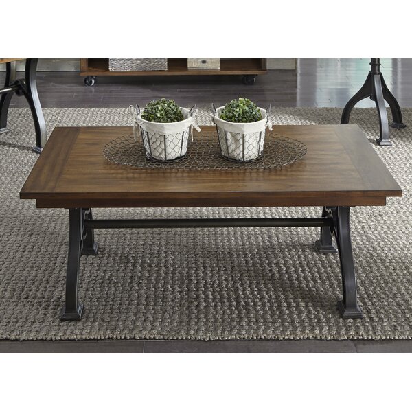 Three Posts Hartford Rectangular Trestle Coffee Table ...