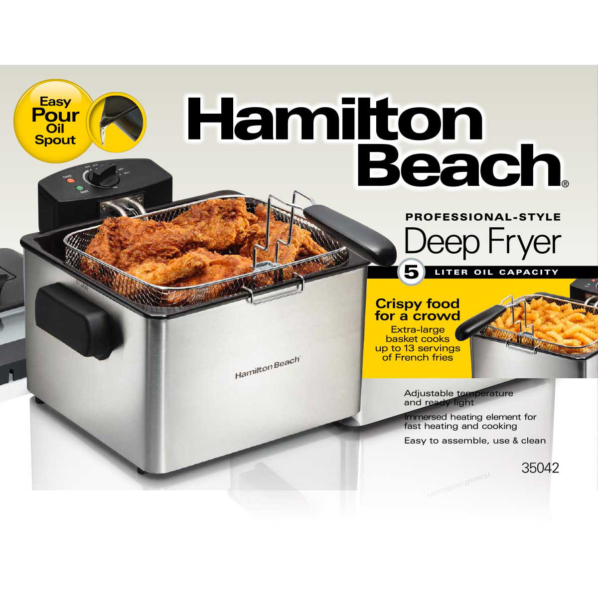 Fryers Hamilton Beach Deep Fryer Electric Cool Touch w Basket Kitchen 2