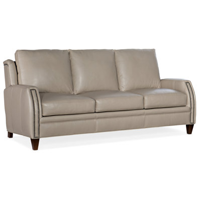 83 Genuine Leather Square Arm Sofa BradingtonYoung Leather Type Anilina Hunter Genuine Leather Leg Color Stone Nailhead Detail No Nailhead