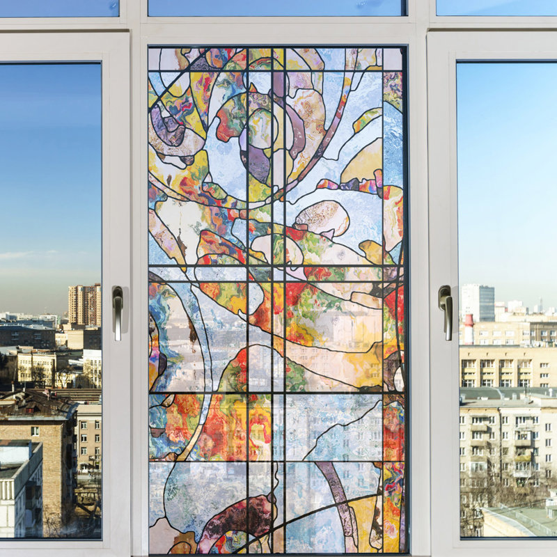 Ebern Designs Non Adhesive Decorative Privac Window Decal