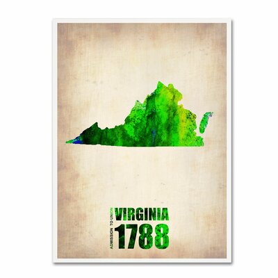 'Virginia Watercolor Map' Print on Wrapped Canvas Trademark Fine Art Size: 47