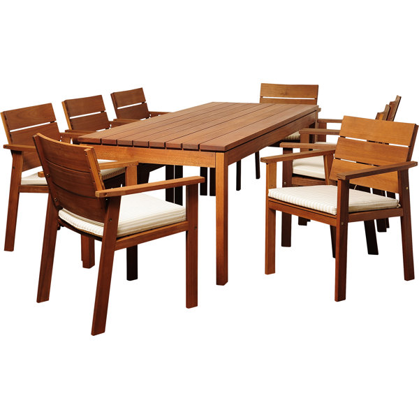 Brighton 9 Piece Rectangular Wood Dining Set With Cushions Reviews Joss Main