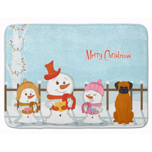Merry Christmas Carolers Fawn Boxer Memory Foam Bath Rug