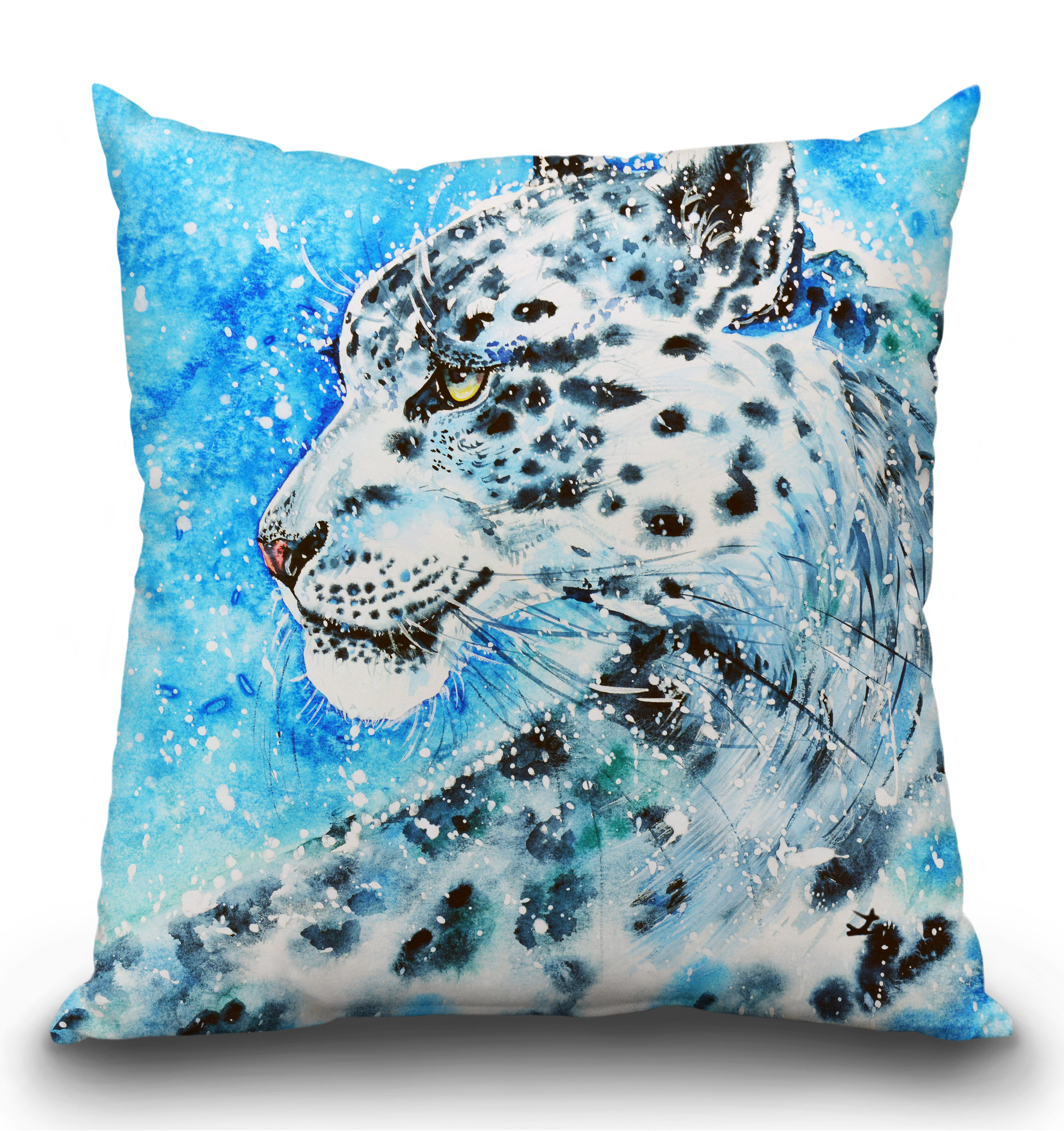 East Urban Home Snow Leopard Watercolor Throw Pillow Wayfair