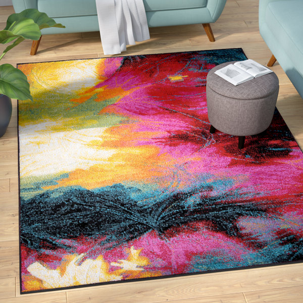 Brannigan Black/Pink Area Rug by Mercury Row