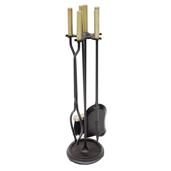 Neoclassic 5 Piece Iron Fireplace Tool Set by Minuteman International