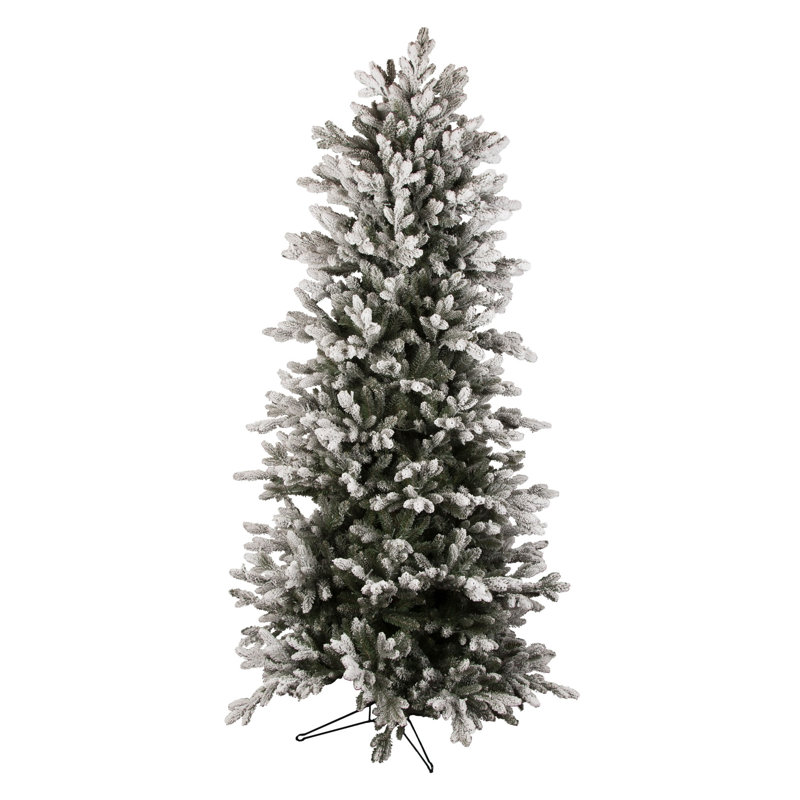 The Holiday Aisle Slim Snowy Power Pole 7 5 Green Flocked White