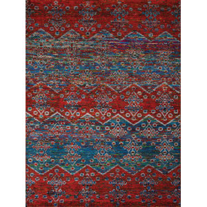 Silkshine Blue/Red Area Rug