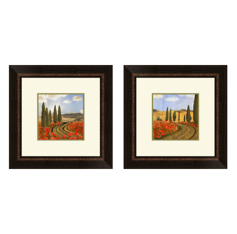 Ptm Images Field Of Poppies 2 Piece Framed Painting Print Set