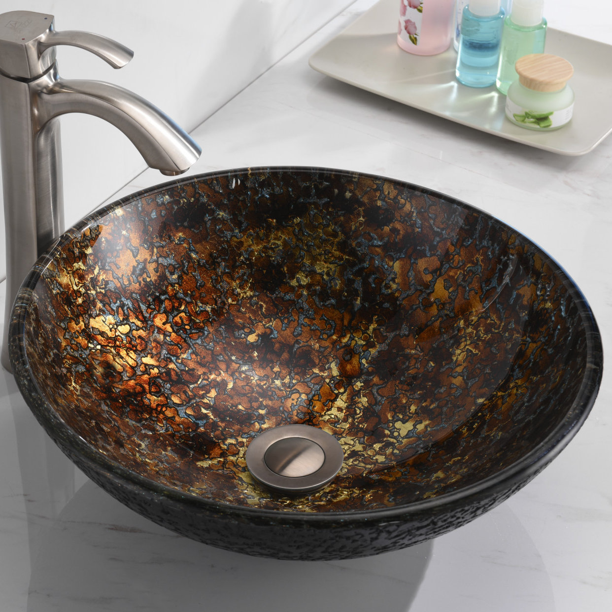 Anzzi Alto Glass Circular Vessel Bathroom Sink Wayfair
