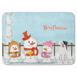 Christmas Carolers Boxer Cooper Memory Foam Bath Rug