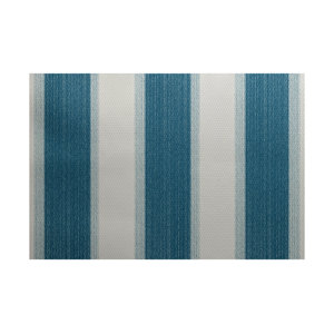 Addyson Stripe Print Teal Indoor/Outdoor Area Rug