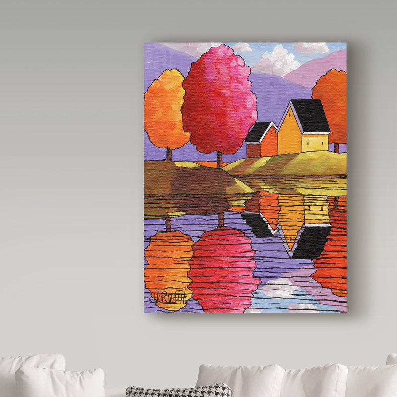 Winston Porter Purple Mountains Colorful Trees Acrylic Painting