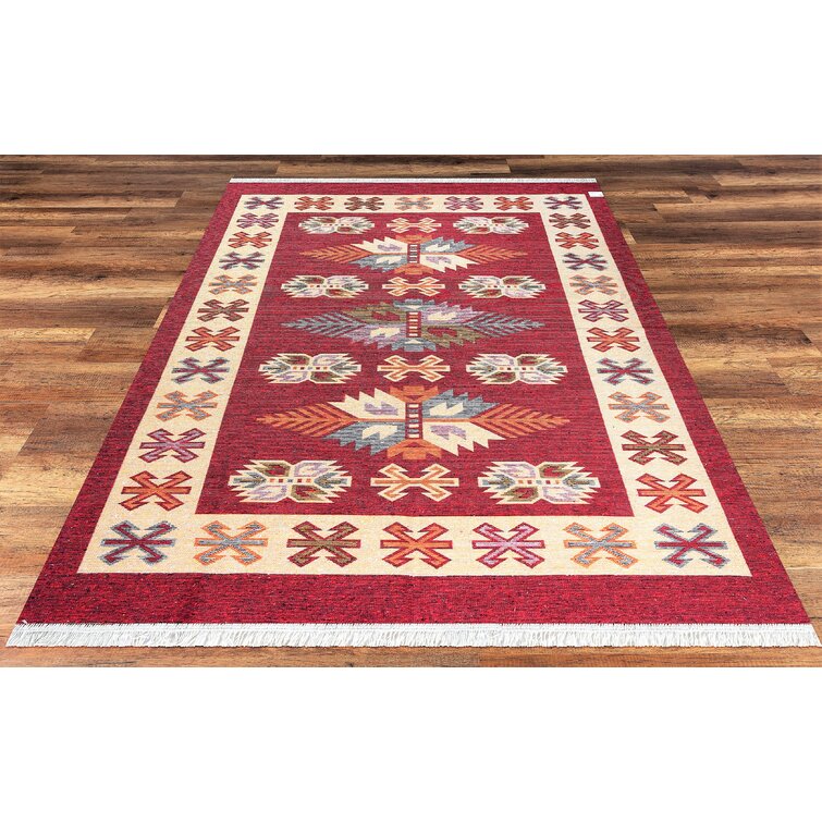 Hand-Woven Geometric 5x8 Kilim Reversible Oriental Area Rug Wool Area Rug Carpet