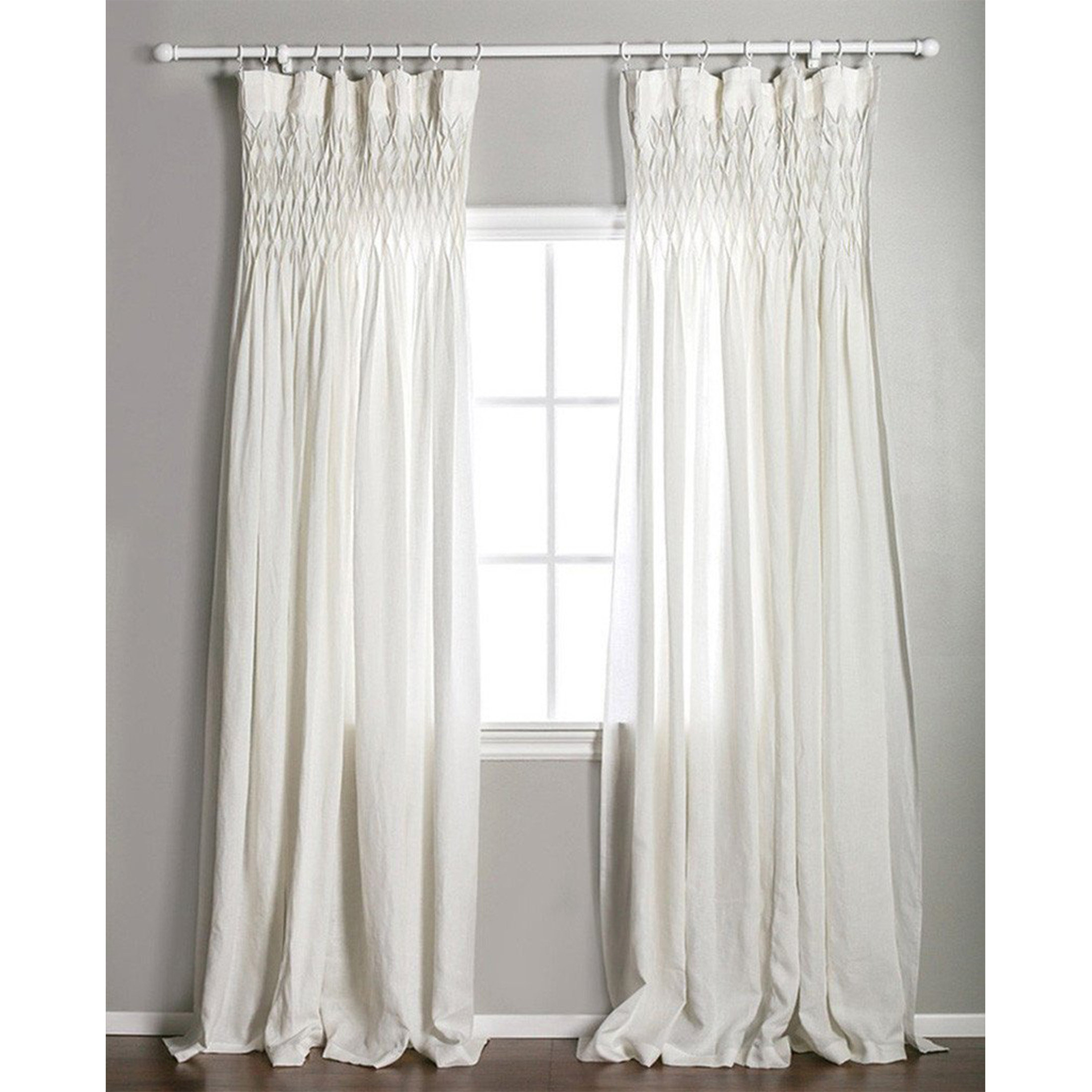 Pom Pom At Home Single Solid Color Semi Sheer Pinch Pleat Curtains