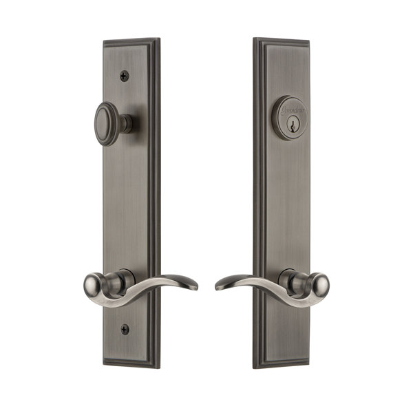 Carré Tall Plate Single Cylinder One Piece Knobset with Bellagio Lever by Grandeur