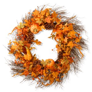 Maple Leaf and Pumpkins Wreath