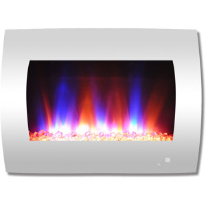 Betton Crystal Rock Display Curved Wall Mounted Electric Fireplace
