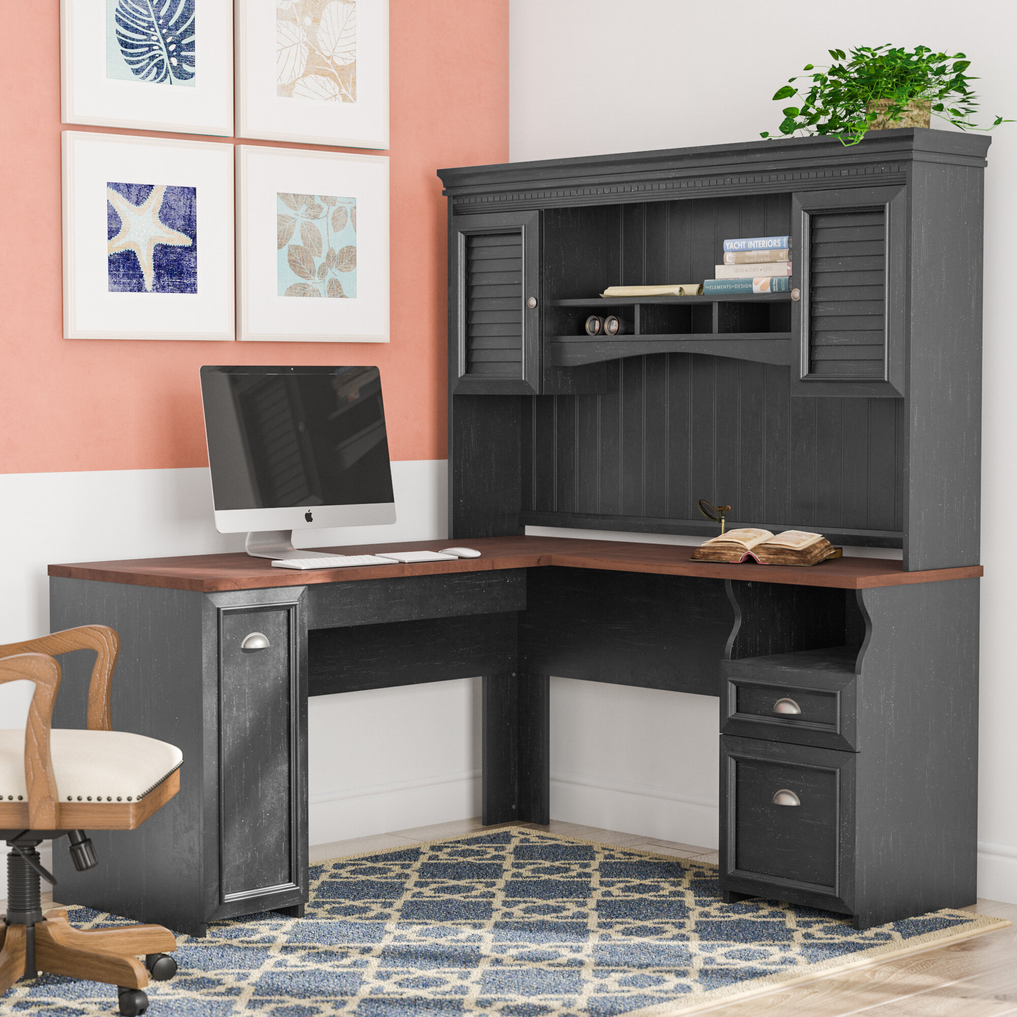 Beachcrest Home Oakridge L Shape Executive Desk With Hutch