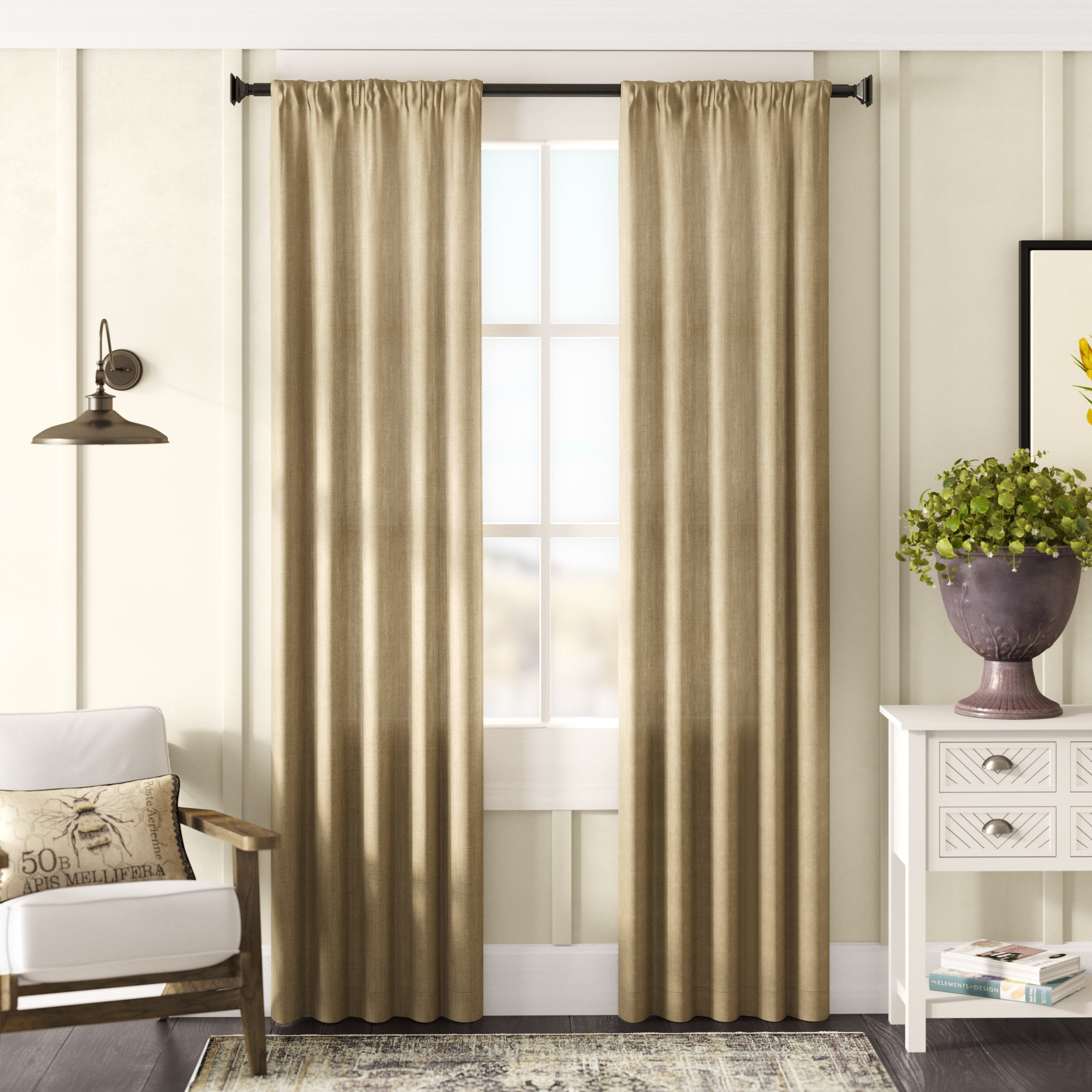 Gracie Oaks Lindenwold Burlap Curtain Panels Reviews Wayfair Ca