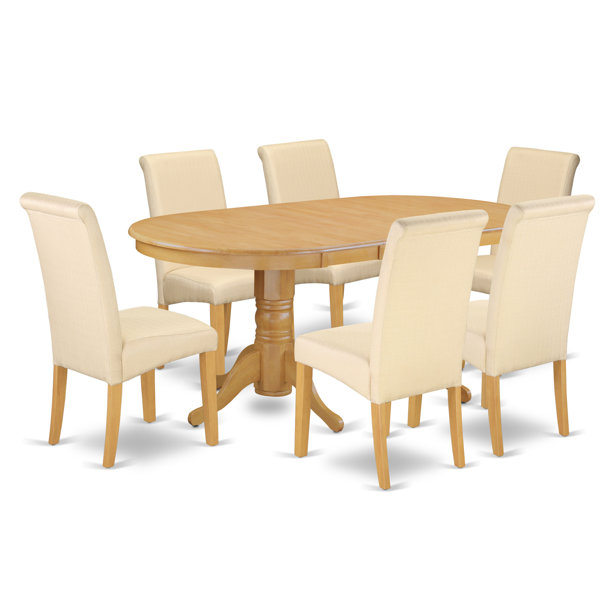 New Design Paras Oval Room Table 7 Piece Extendable Solid Wood Dining Set 2019 Coupon