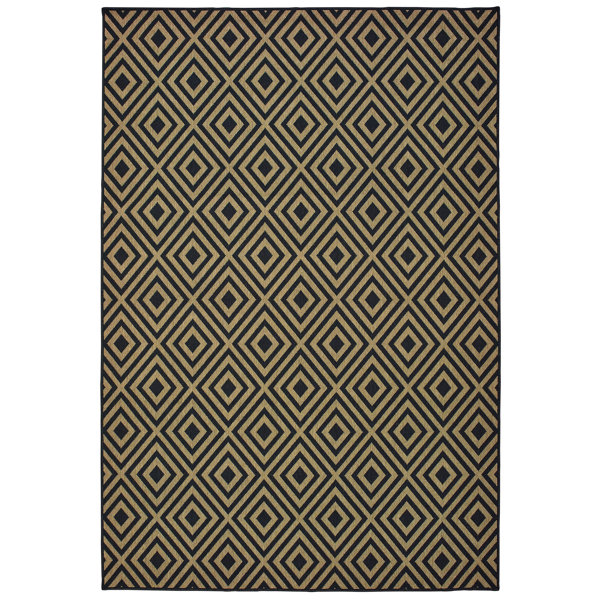 Lipson Diamond Lattice Black/Beige Indoor/Outdoor Area Rug by Wrought Studio