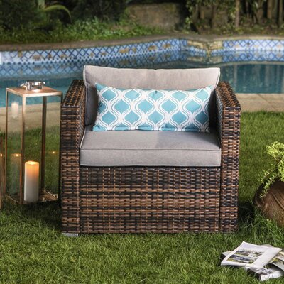 Bay Isle Home Eitzen Outdoor Furniture All Weather Mottlewood Brown Wicker Single Chair W Warm Gray Thick Cushions Teal Pattern Pillow Bay Isle Home From Wayfair North America Daily Mail