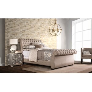 Cyrano Upholstered Wood Frame Sleigh Bed