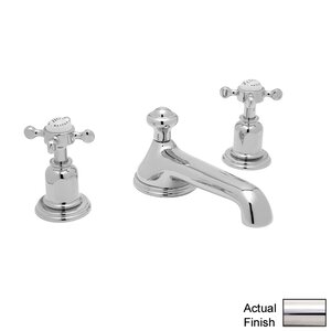 Perrin and Rowe Double Handle Widespread Bathroom Faucet with Cross Handle and Pop-Up Drain