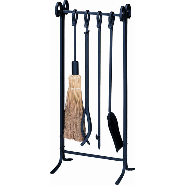 4 Piece Wrought Iron Inline Fireplace Tool Set With Stand by Uniflame Corporation