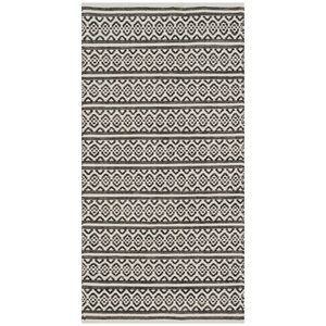 Oxbow Hand-Woven Cotton Ivory/Black Area Rug