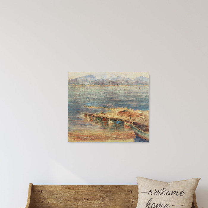 Charlton Home Vintage Reproduction Boats Along Seashore Wall
