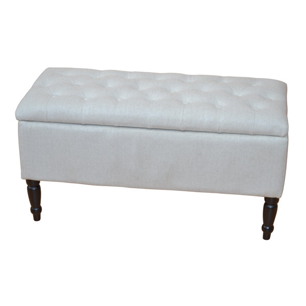 Home & Haus Gepolsterte Schlafzimmerbank Jenny mit Stauraum aus Holz