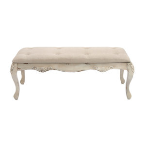 The Heavenly Wood and Fabric Bench by Woodland Imports