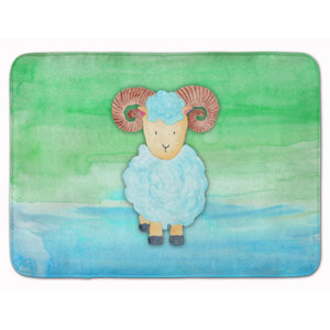 Delia Ram Sheep Watercolor Memory Foam Bath Rug