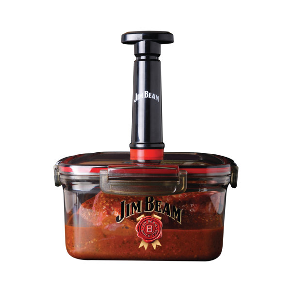 Vacuum Sealed Marinade Box Glass Mixing Bowl by Jim Beam