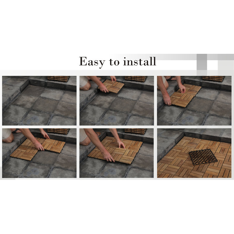 Baredecor Ez Floor 12 X 12 Teak Wood Snap In Deck Tiles In Oiled Reviews Wayfair
