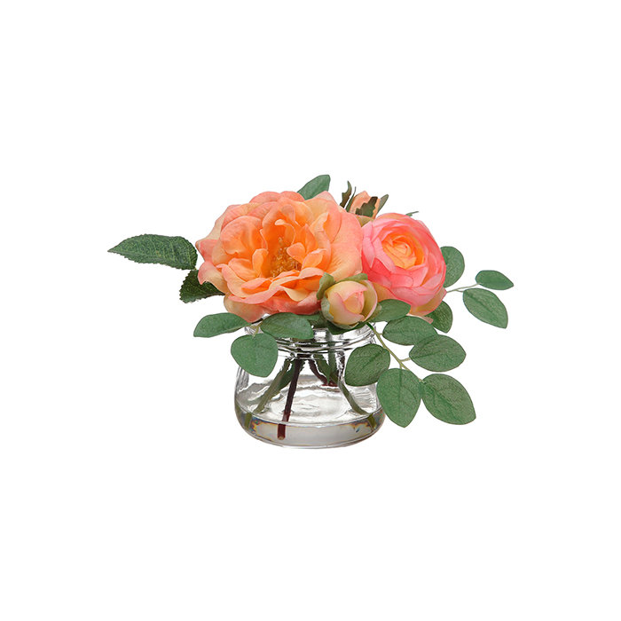 August Grove Edge Hill Silk Roses Centerpiece In Glass Vase