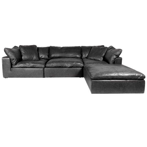 Fairwood Leather Right Hand Facing Modular Sectional With Ottoman By Winston Porter