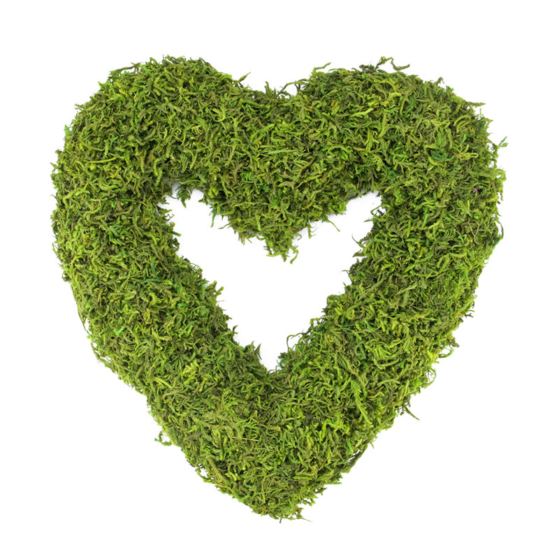 Reindeer Moss Heart-Shaped Artificial Spring Floral Wreath