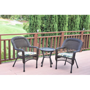 Round Resin Patio Table Wayfair Belwood Resin Wicker 3 Piece Dining Set With Fl Cushions
