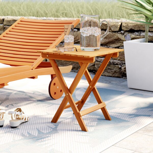 Nesler Folding Wooden Side Table by Beachcrest Home