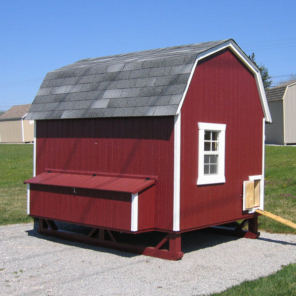 Gambrel Barn Chicken House with Ramp and Nesting B