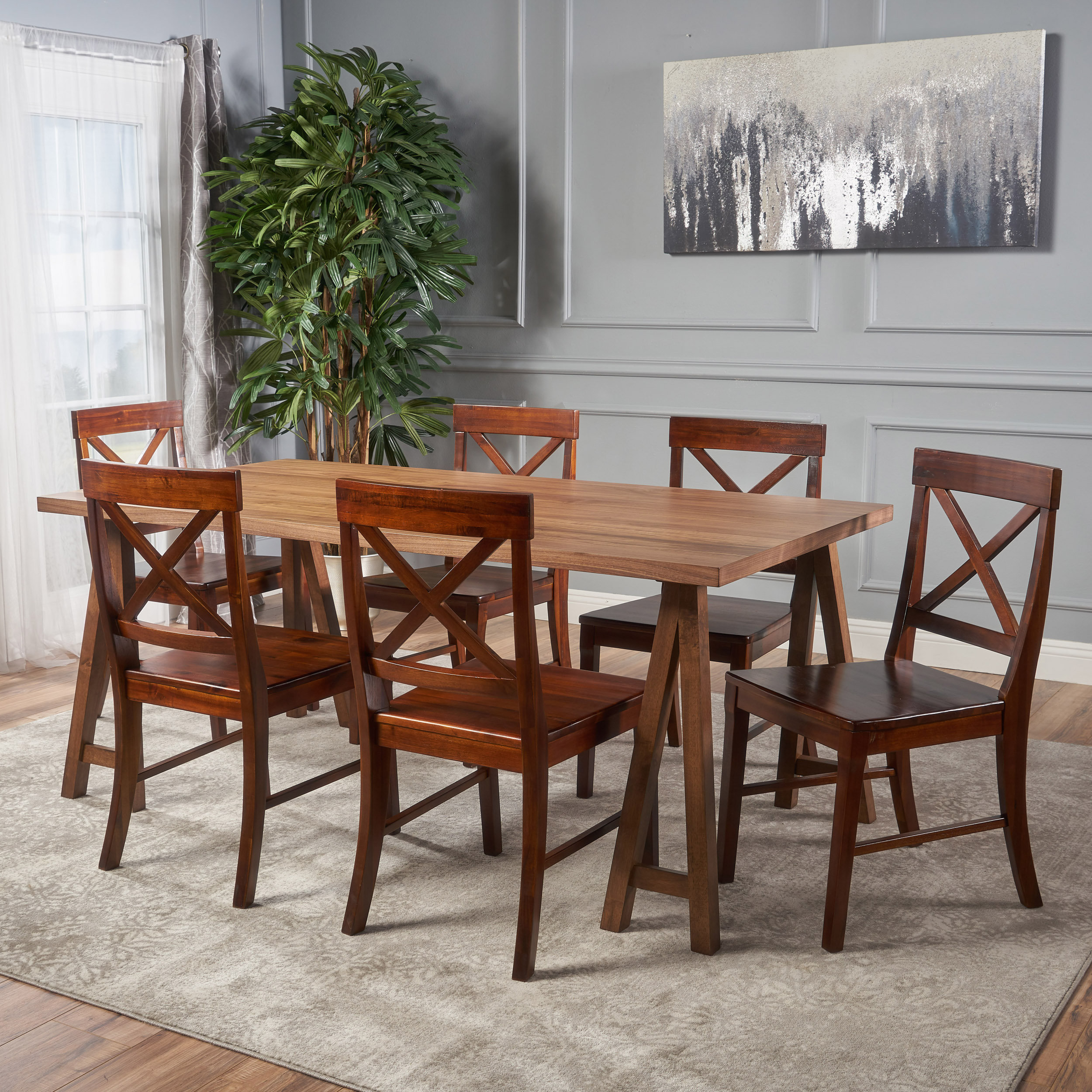 Darby Home Co Williamsville Farmhouse 7 Piece Dining Set Wayfair
