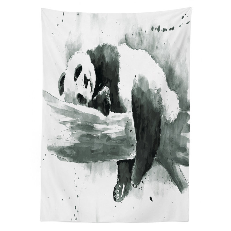 East Urban Home Ambesonne Panda Tablecloth Panda Lying On A Tree