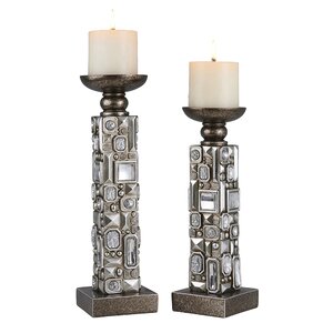 Patterson 2 Piece Resin Candlestick Set