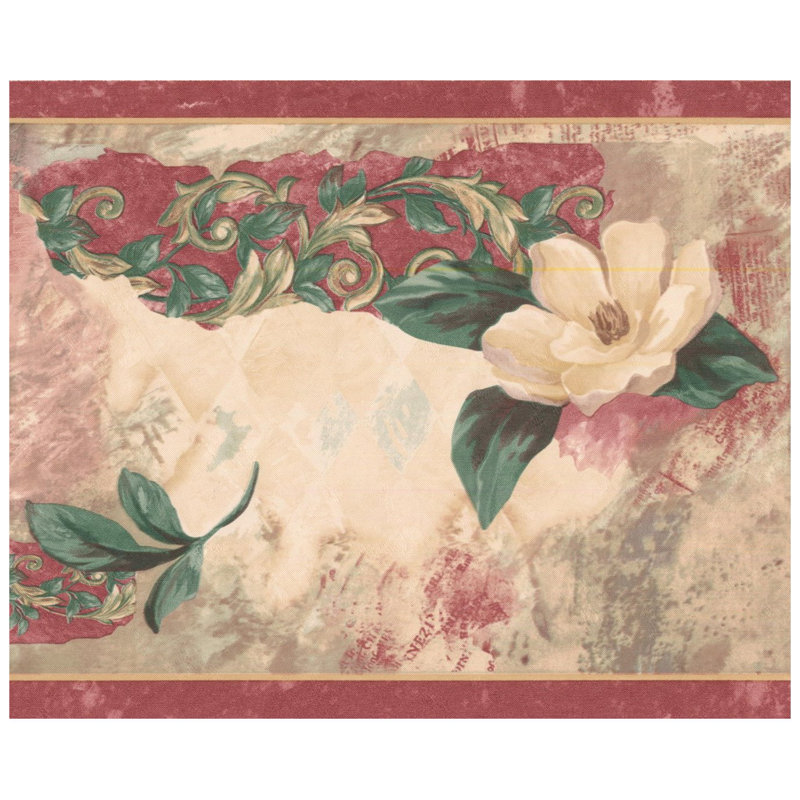 Astoria Grand Verlene Faux Painted Flowers Vines Rhombus Wall Border Wayfair