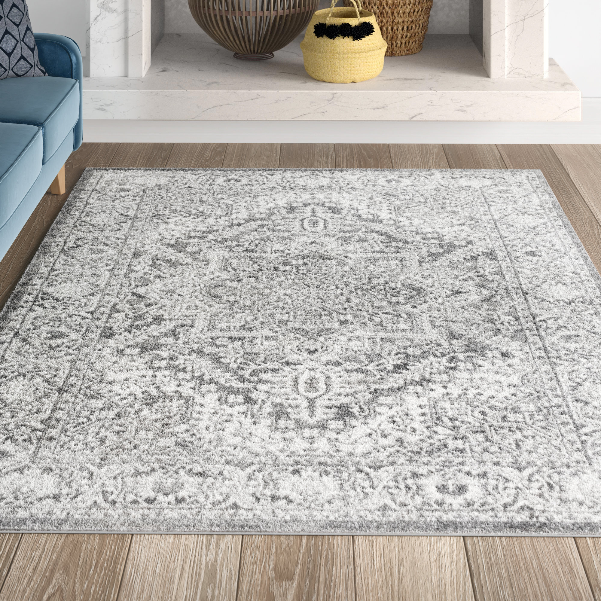 World Menagerie Blane Modern Persian Vintage Medallion Light Gray World Menagerie Blane Modern Persian